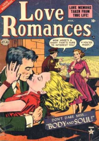 Love Romances 27 - Man And Lady Embracing - An Official - On The Roof Of A Building - Lady In Pink Dress - Viewing Apparatus To See The City