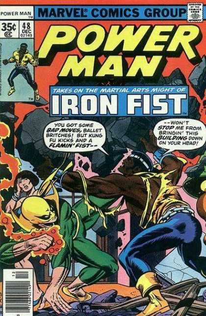 Luke Cage: Power Man 48 - Martial Arts - Iron Fist - Boulders - Lifing - Hand On Lady Face