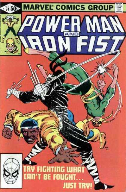Luke Cage: Power Man 74 - Marvel Comic - 50 Cents - Fighting Heros - Black Man As A Hero - Spidermans Head