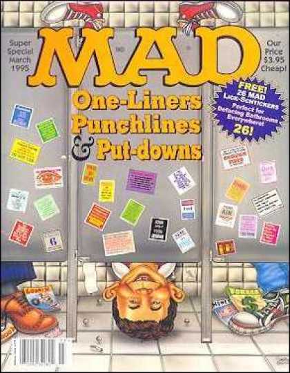 Mad Special 102 - Post It Notes On Bathroom Stalls - Feet In The Air - Head Under Bathroom Doow - Mad Head On Floor - Bathroom One Liners