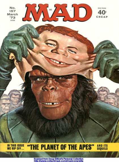 Mad 157 - Planet Of The Apes - No 157 - 40u00a2 - Green Gloves - Missing Tooth