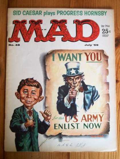 Mad 48 - Uncle Sam - Sid Caesar - Poster - Us Army - I Want You