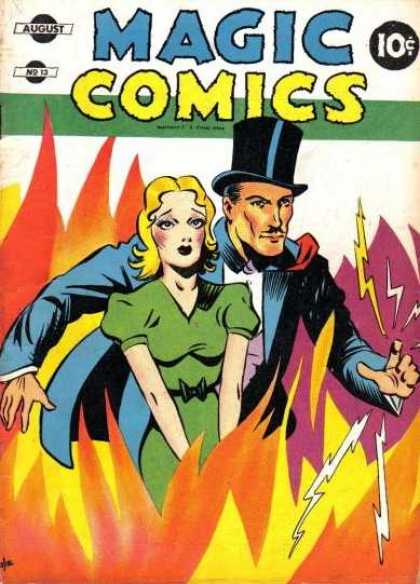 Magic Comics 13 - Fire - The Magician And His Assistant - The Woman In The Green Dress - Lightning Strike - Painful Magic