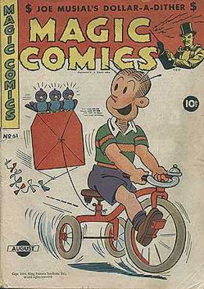 Magic Comics 61 - Three Birds On A Kite - Red Tricycle - A Boy And His Bike - Birdsong - Multicolored Bows