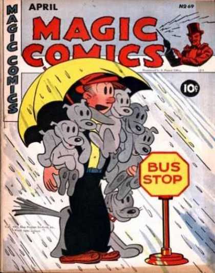 Magic Comics 69 - Raining - Dogs - Bustop - Umbrella - Red Hat