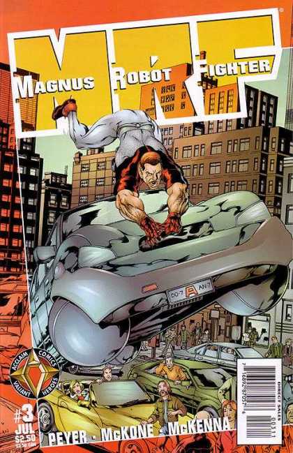 City - Car - Buildings - Man - License Plate - Mark McKenna, Mike McKone Magnus Robot Fighter 3 - City - Car - Buildings - Man - License Plate - Mark McKenna, Mike McKone