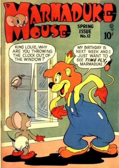 Marmaduke Mouse 12 - Alarm Clock Flying Out Window - Cat And Mouse - Cat With Clothes On - Mouse In Diaper - Cat And Mouse Talking