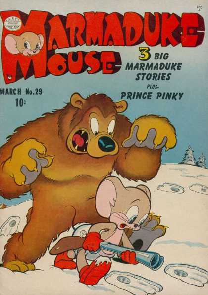 Marmaduke Mouse 29 - March No 29 - Bear - Trees - Snow - Foot Prints