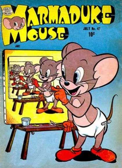 Marmaduke Mouse 47 - Painting - Diaper - Paint Brushes - Easel - Smiling Mouse