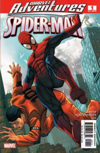 Marvel Adventures Spider-Man 1 - Orange Uniform - Tall Buildings - Red And Blue Outfit - Masked Face - Criminal