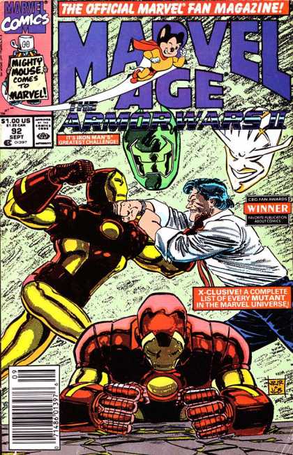 Marvel Age 92 - Marvel Comics - The Official Marvel Fan Magazine - Iron Man - Man - Mighty Mouse - John Romita