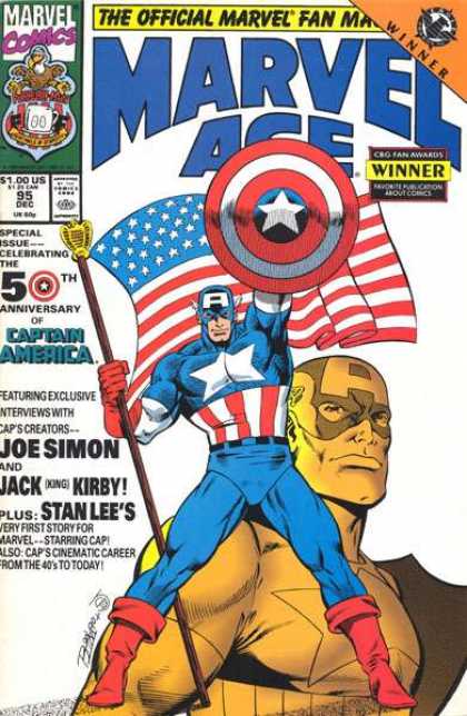 Marvel Age 95 - Captain America - Flag - 50th Anniversary - Shield - Issue 95 - Ron Lim