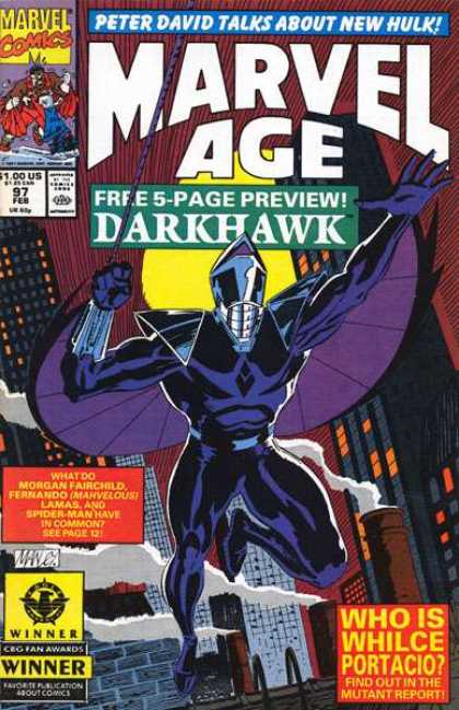 Marvel Age 97 - Peter David - Darkhawk - Whilce Portacio - Mutant Report - Spider-man - Mike Manley