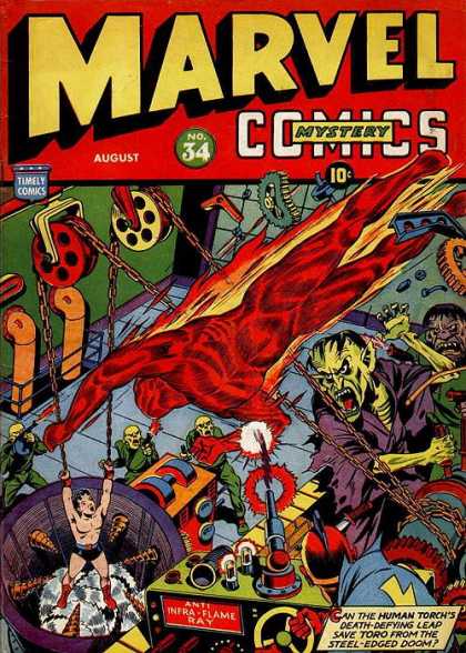 Marvel Comics 34 - August - Human Torch - Factory - Machinery - Monsters