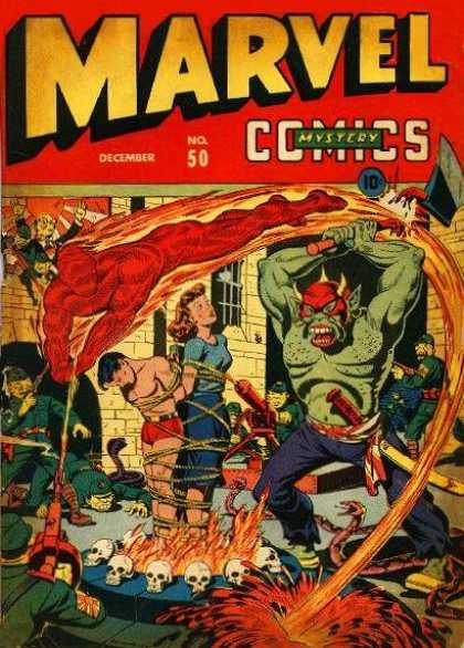 Marvel Comics 50 - Mystery - No 50 - Red Flame - Green Monster - Tied Up