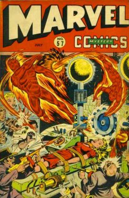 Marvel Comics 57 - Lab - Woman - Mad Scientist - Fire Character - Gun