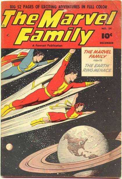 Marvel Family 54 - The Earth Ring Menace - Superman - Sky - Stars - Space