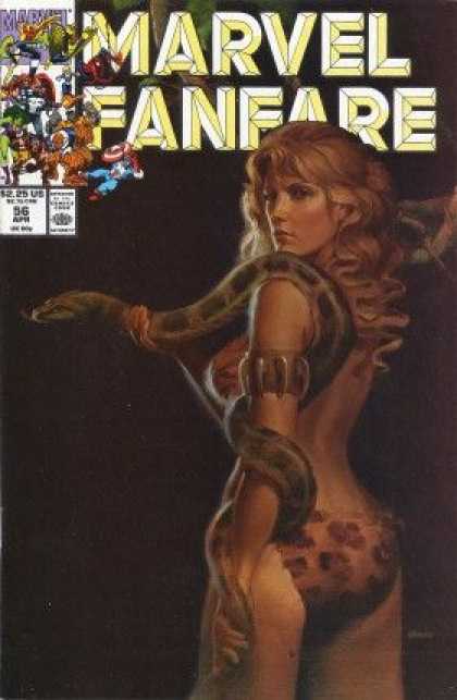 Marvel Fanfare 56 - Blonde Woman - Lepord Print Bikini - Green Snake - Gold Bracelets - Jungle