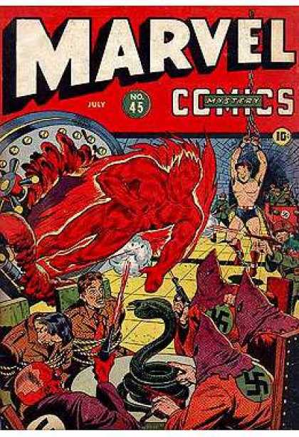 Marvel Mystery Comics 45 - Human Torch - Safe Door - Nazi - Snake - Guns