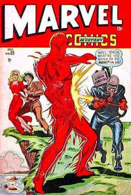 Marvel Mystery Comics 89 - 10 Cents - Speech Bubble - Cliff - Weapon - Woman