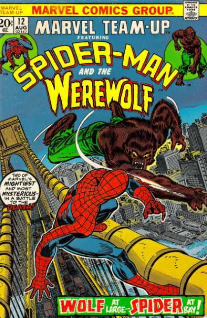 Marvel Team-Up 12 - Spiderman - Werewolf - Fight - Golden Gate Bridge - Bay - Scott Kolins