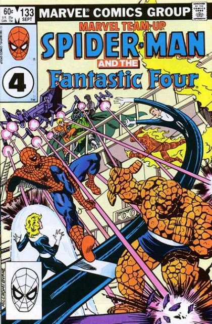 Marvel Team-Up 133 - Spiderman - Fantastic Four - Fight - Laser Fire - Villian - John Byrne