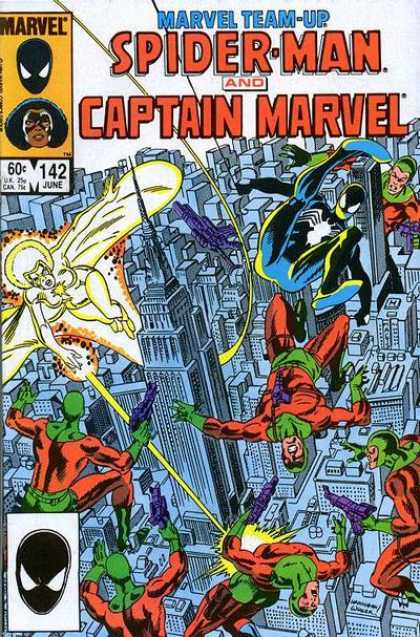 Marvel Team-Up 142 - Spider-man - Captain Marvel - New York City - Empire State Building - Flying - Bob Wiacek