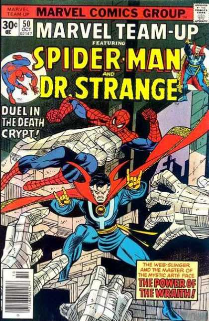 Marvel Team-Up 50 - Duel In The Death Crypt - Spider-man - Drstrange - The Power Of The Wrath - The Web-slinger And The Master Of The Mystic Arts Face