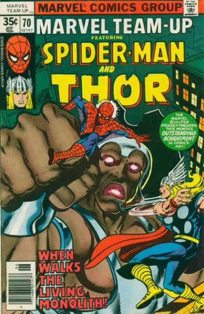 Marvel Team-Up 70 - Spider-man - Thor - Living - Monolith - Battle - John Byrne