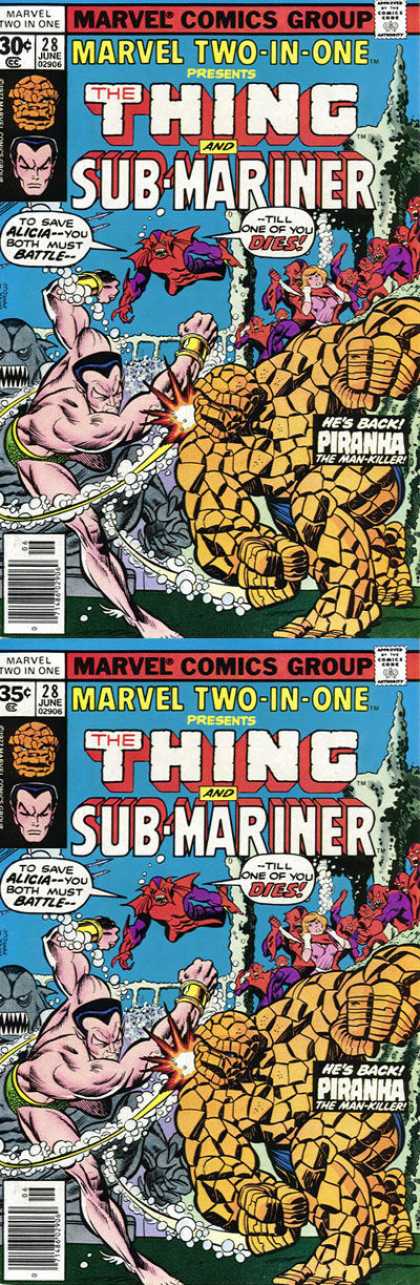 Marvel Two-In-One 28 - The Thing - Sub Mariner - Piranha - Woman - Bubbles