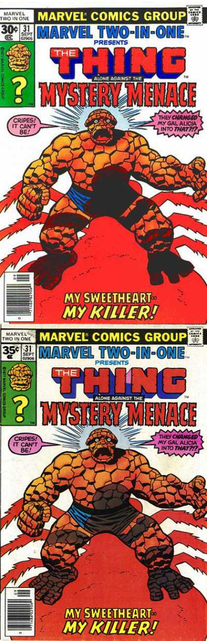 Marvel Two-In-One 31 - The Thing - Spider - Menace - Romance - Betrayl