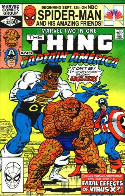 Marvel Two-In-One 82 - Spider Man - The Thing - Captain America - Fatal Effects Of Virus X - Ugly - Charles Stone