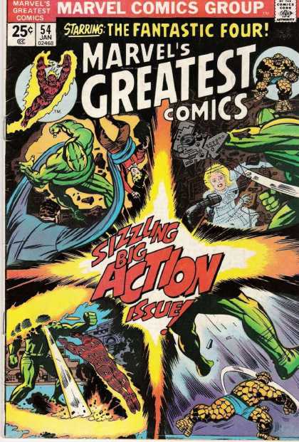 Marvel's Greatest Comics 54 - Fighting - Guns - One Girl - The Fantastic Four - Fire