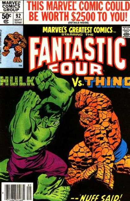 Marvel's Greatest Comics 92 - 50c - 92 Sept 02458 - 2500 - Fantastic Four - Hulk Vs Thing