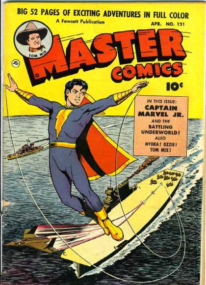 Master Comics 121 - Captain Marvel Jr - Battling The Underworld - Aircraft Carrier - Planes - Sea