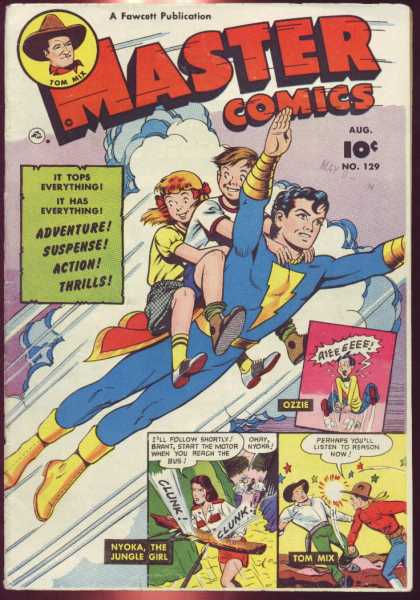 Master Comics 129 - Tom Mix - Captain Marvel Jr - Fawcett Comics - Nyoka - Ozzie