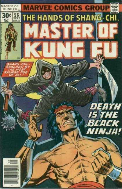 Master of Kung Fu 56 - Marvel Comics Group - Approved By The Comics Code Authority - 56 Sept - The Hands Of Shang-chi - Death Is The Black Ninja