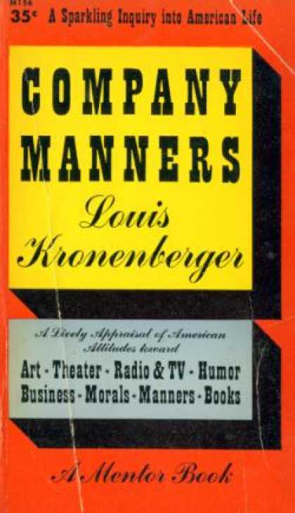 Mentor Books - Company Manners - Louis Kronenberger