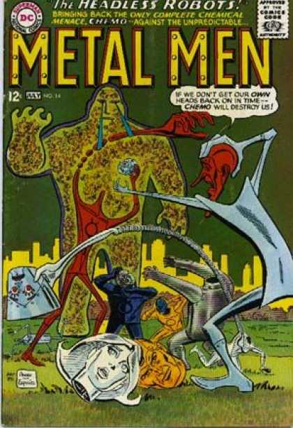 Chemo - Headless - Robots - Green - Fight - Ross Andru Metal Men 14 - Chemo - Headless - Robots - Green - Fight - Ross Andru