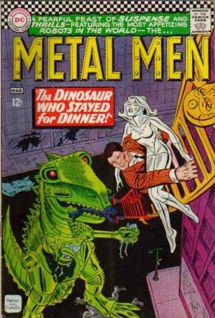 Metal Men 18 - Dinosaur - Statue - Dc - Ladder - Climbing - Ross Andru