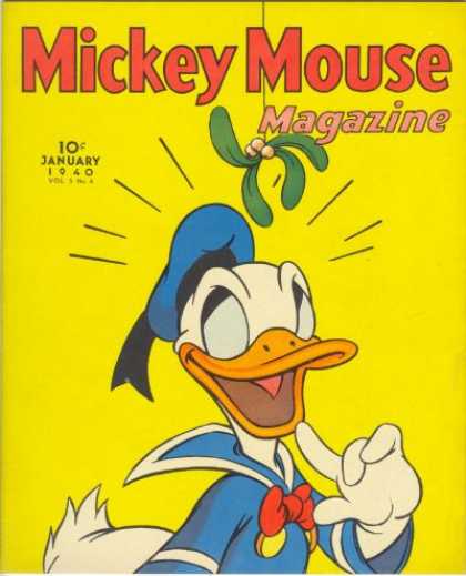 Mickey Mouse Magazine 52 - January 1940 - Donald Duck - Blue Hat - Red Bow Tie - White Duck