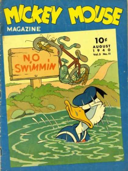 Mickey Mouse Magazine 59 - No Swimming - Duck - Road - Water - Byke