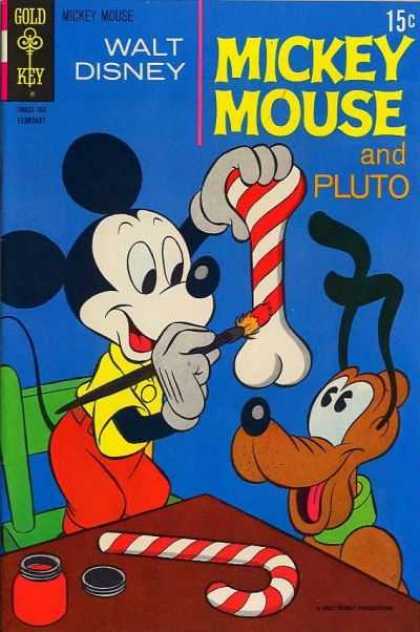 Mickey Mouse 128 - Walt Disney - Gold Key - Pluto - Candy Cane - Red Paint