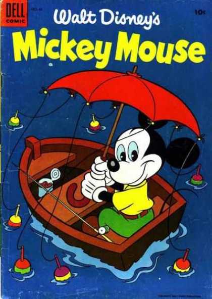 Mickey Mouse 42 - Rainy Day Fishing Trip - Mouse - Little Brown Boat - Trusty Fishing Reel - Mighty Red Umbrella