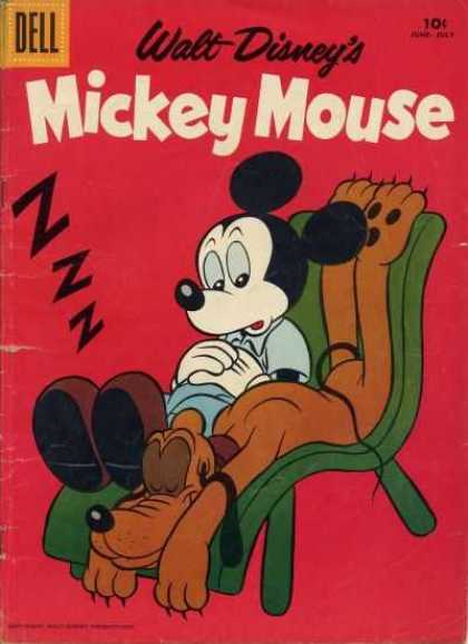 Mickey Mouse 60 - Pluto - Disney Comic - Sleeping Dog - Dell - Mickey Mouse Sitting In A Chair