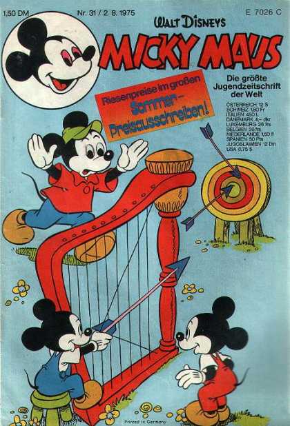 Micky Maus 1024 - German Comic - Classic - Disney - Archery With Harp - Technicolor
