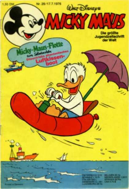 Micky Maus 1074 - Walt Disneys - Boat - Ship - Umbrella - Donald Duck