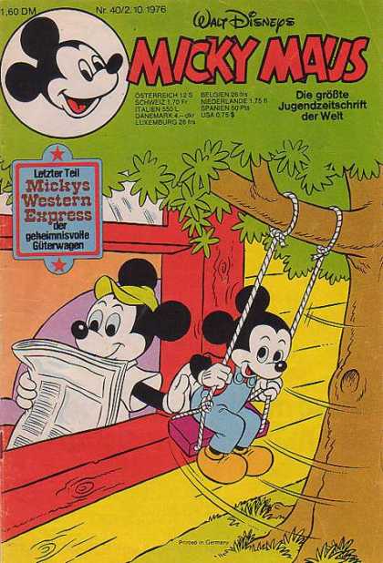 Micky Maus 1085 - Walt Disney - Tree - Swing - Newspaper - Window