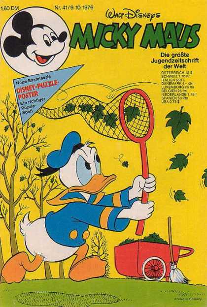 Micky Maus 1086 - Net - Donald Duck - Leaves - Wheelbarrow - Broom