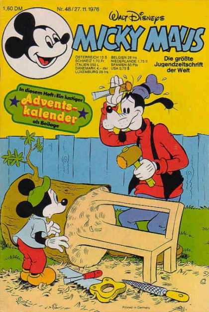 Micky Maus 1093 - Mickey Mouse - Goofy - Disney - German Comic Book - Woodworking